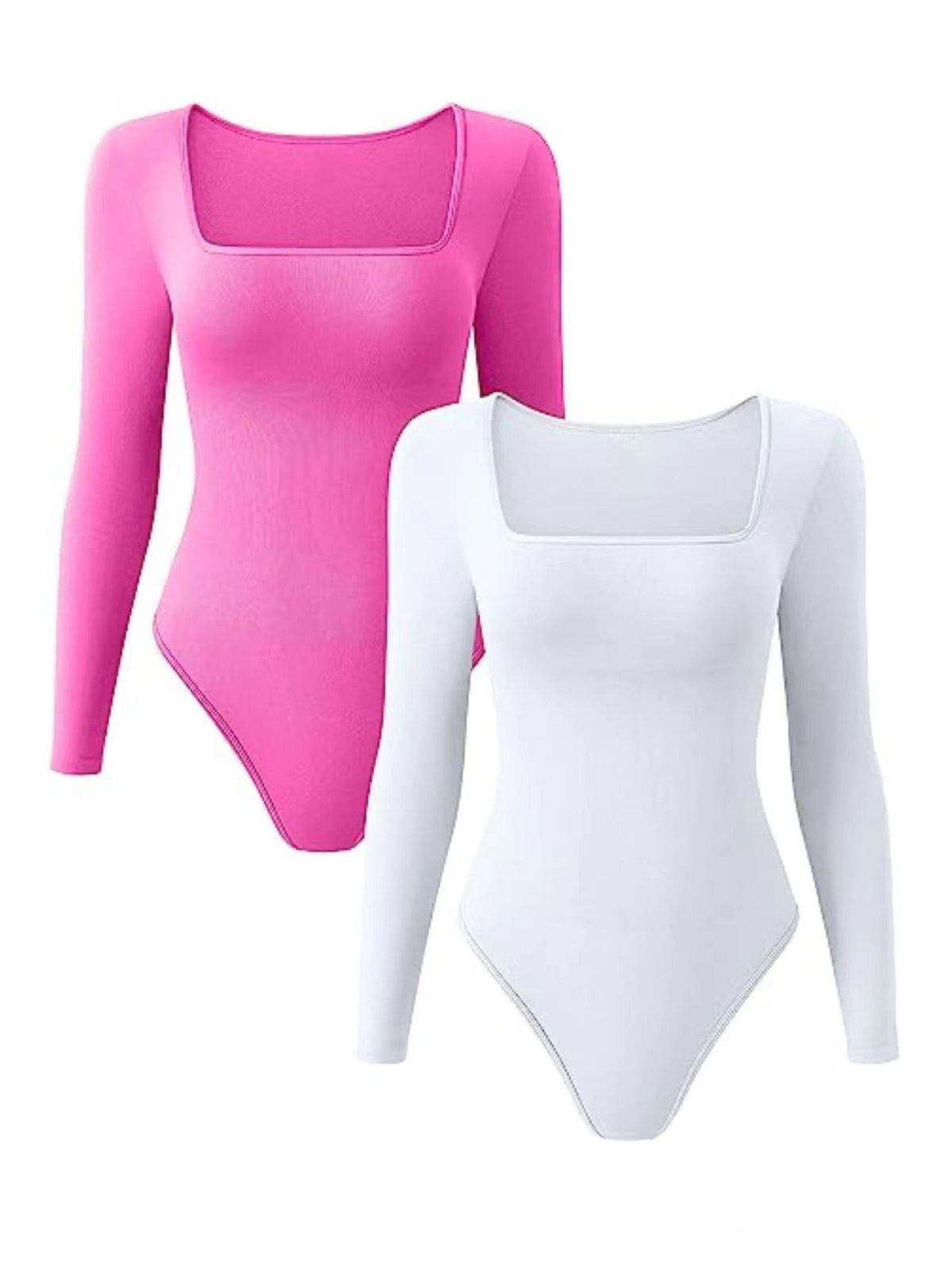 Women's Long Sleeve Square-neck Sexy Siamese Tights