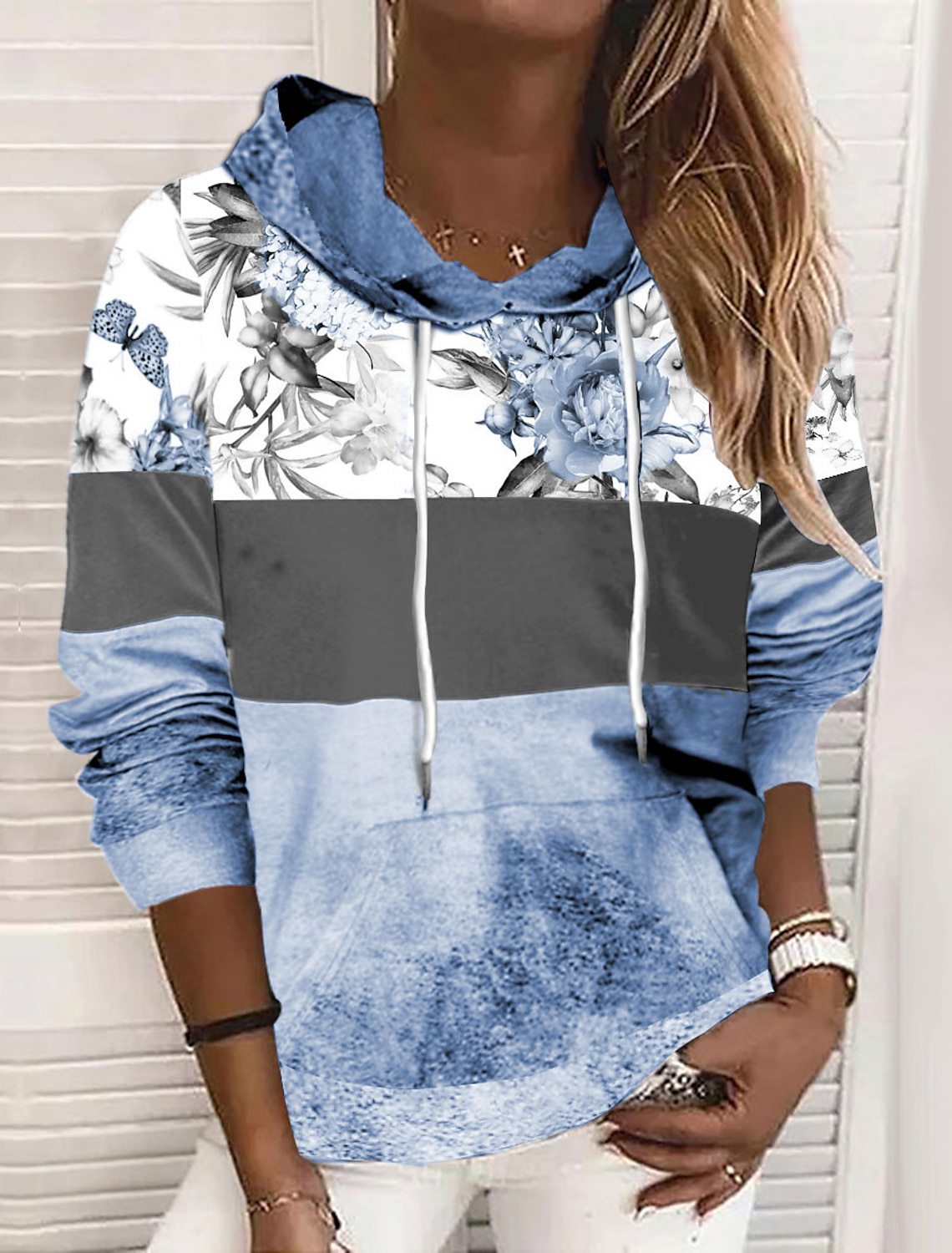 Cozy Drawstring Loose Long-Sleeve Pullover Sweatshirt