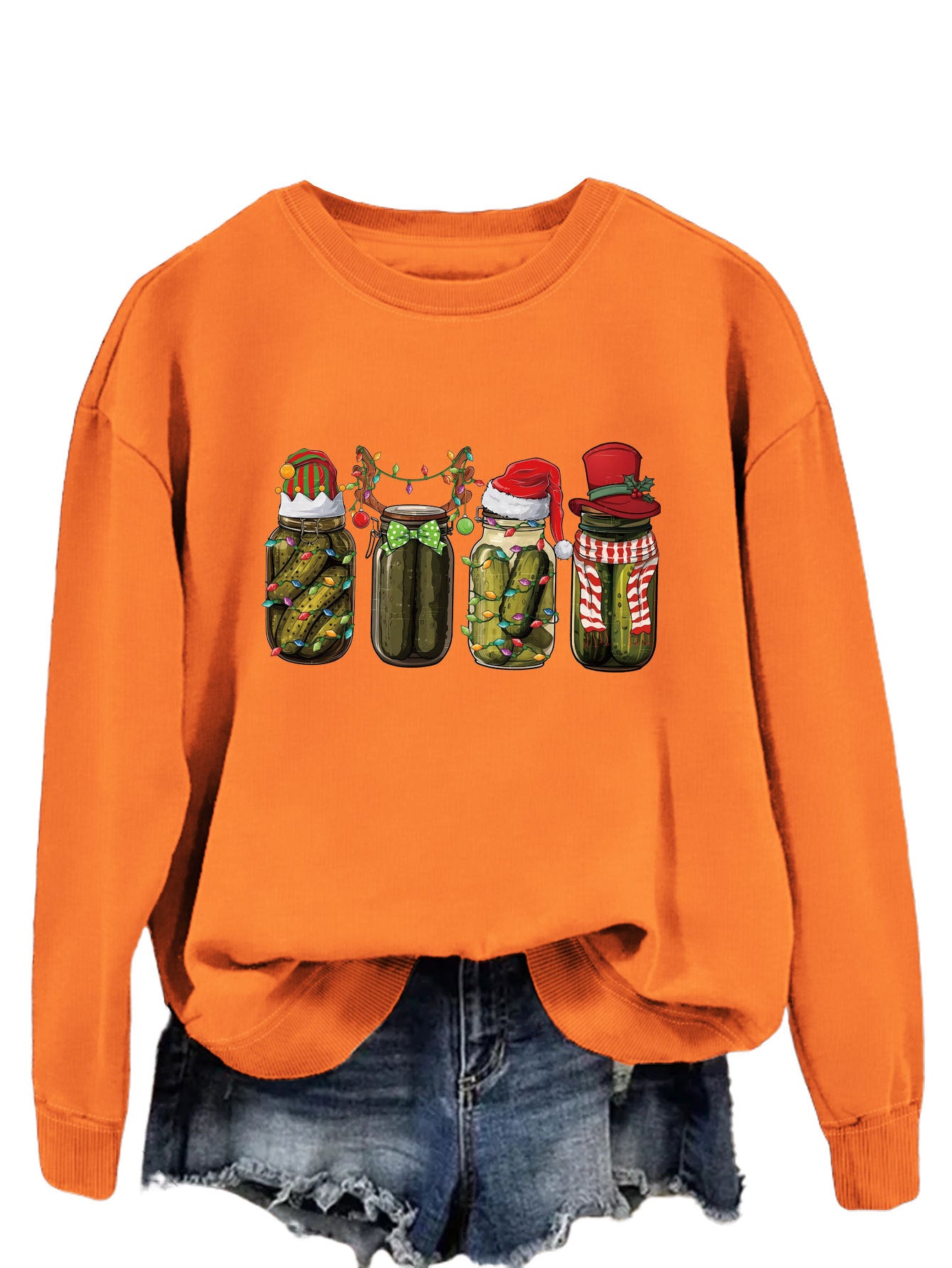 Funny Canned Cucumber Print Pullover Streetwear Sweatshirt