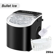Portable Countertop Ice Maker with Handle – 29 lb/24 h Production, 9‑Cube 6‑Minute Cycle, Includes Basket and Scoop