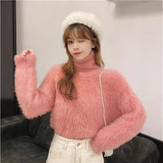 Top Mink Fur Half-high-neck Base Knitted Sweater