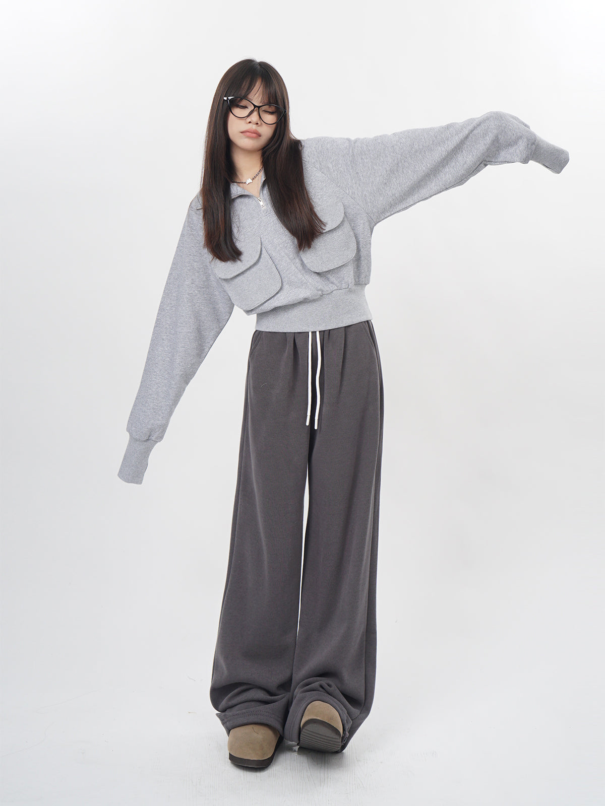 Cozy Gray Half-Zip Pullover Sweater