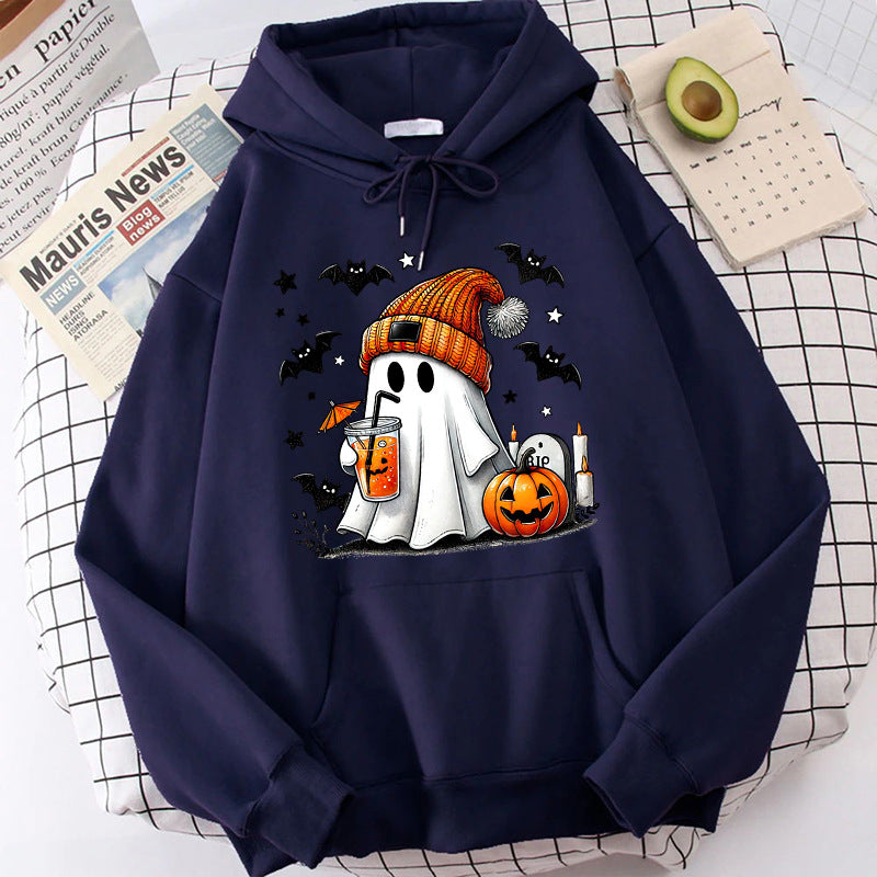 Women's Halloween Ghost Pumpkin Graphic Hoodie