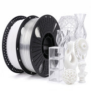White Transparent PETG 3D Printer Filament 1.75mm – 2 kg (2 Spools, 1 kg each)