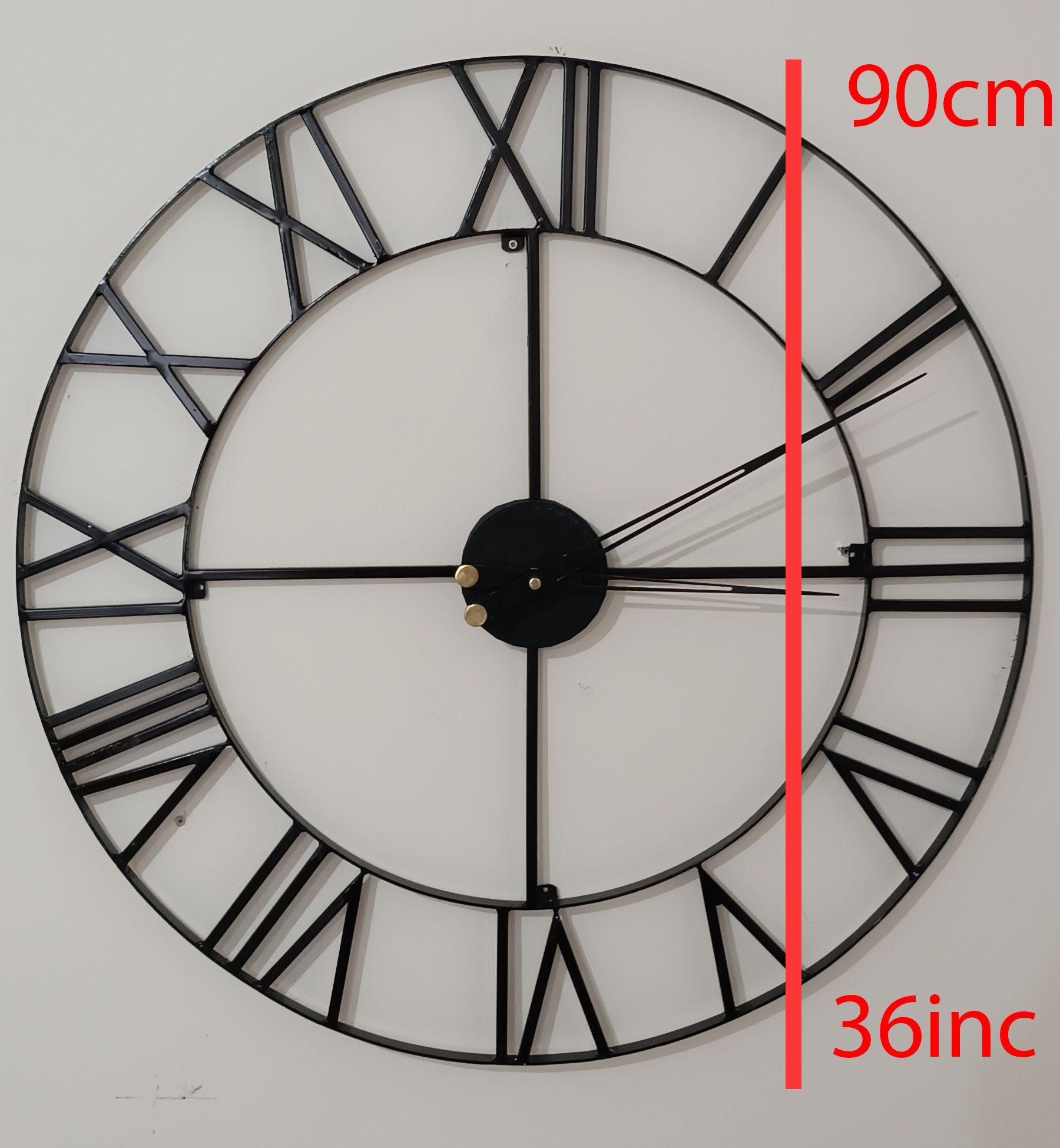 Farmhouse Large Wall Clock Pure Metal Vintage Decorative Large Oversized 36Inc (90 Cm)Black