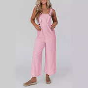 Sleeveless Striped Button-Down Work Jumpsuit