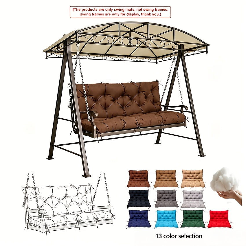 Waterproof Porch Swing Cushions 60 Inch • 2 3-Seater Replacement For Outdoor Furniture • With Backrest And Straps • Thick 5" Swing Seat Bench Cushion • Cushion Ties For Patio, Garden & Backyard • Dark Green 60''×40