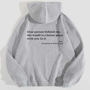Casual Letter Print Long Sleeve Loose Hooded Pullover