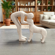 [Dog Sculpture Home Decor] 1 Creative Dog Sculpture Home Decor, Adorable for Man and Dog Statue Decoration, Suitable for Office, Living Room, Bedroom, Family, Pet Lover's Memory Gift