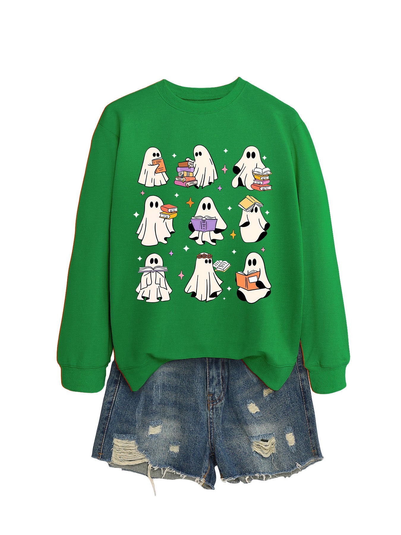 Women's Cozy Reading Print Pullover Sweater