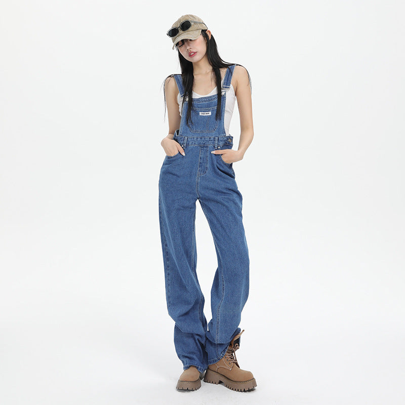 High Street Denim Suspender Pants Women's Summer
