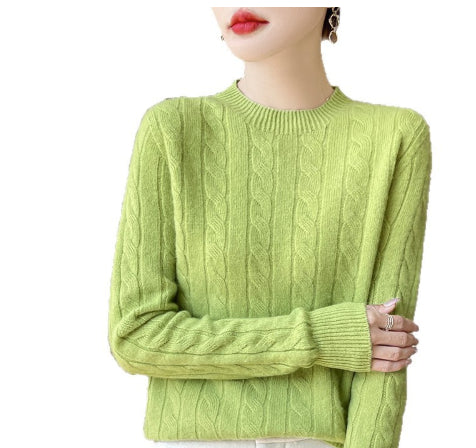 Twist Round Neck Thickened Woolen Pullover Base Sweater