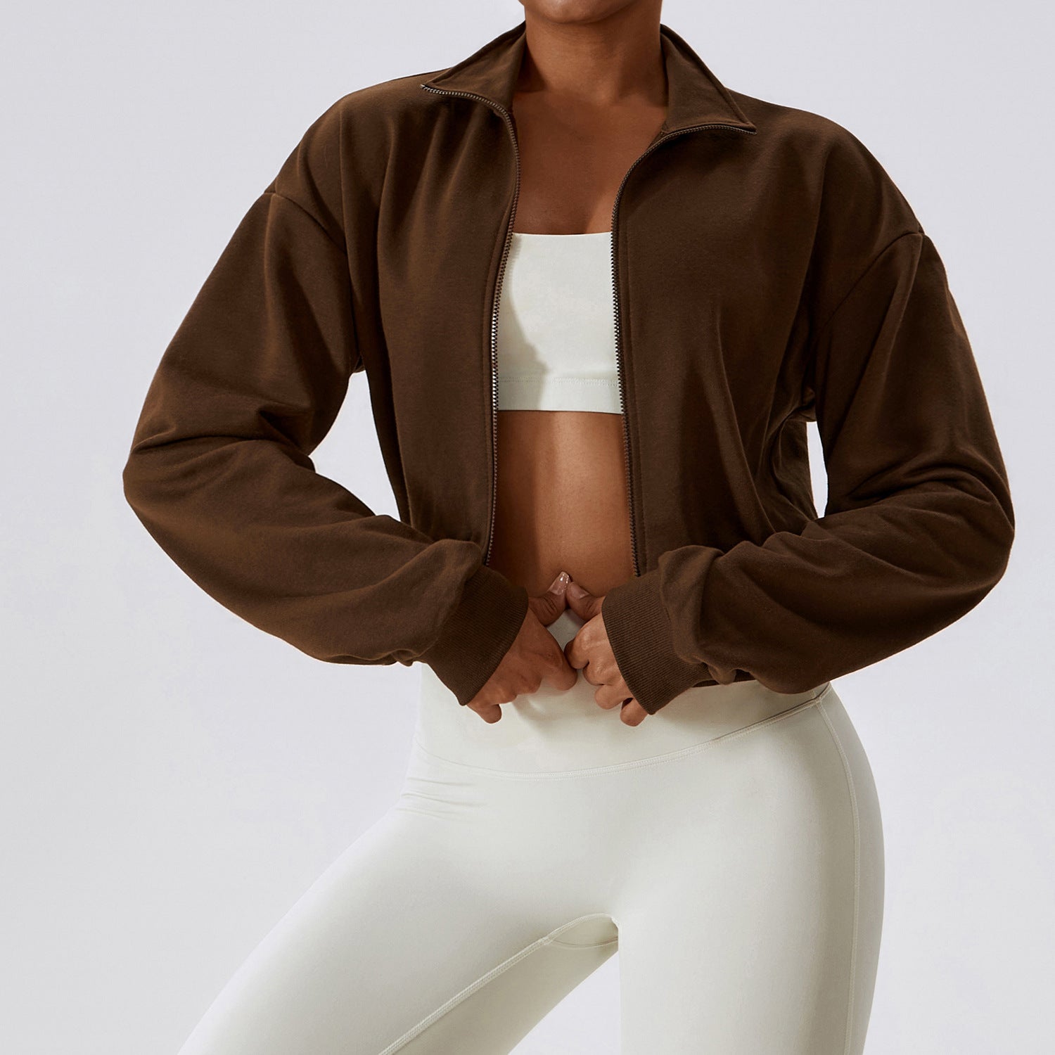 Women's Loose Zip Long Sleeve Sporty Casual Sweatshirt
