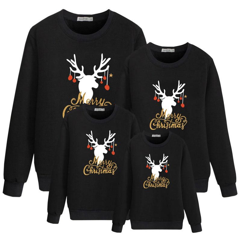 Matching Family Christmas Elk Print Sweatshirts
