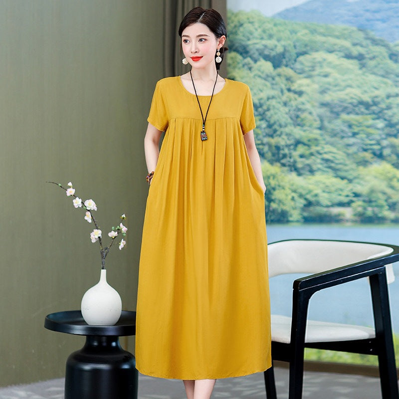 Summer High-end Cotton Silk Dress for Women