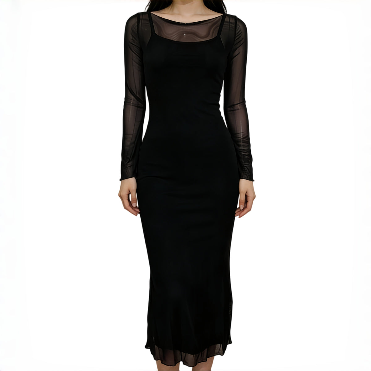 Womens Sexy Sheer Mesh Casual Dress