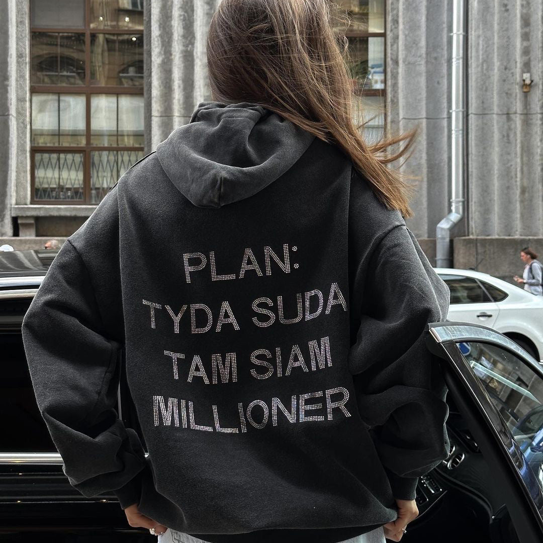 Distressed Loose Graphic Pullover Hoodie
