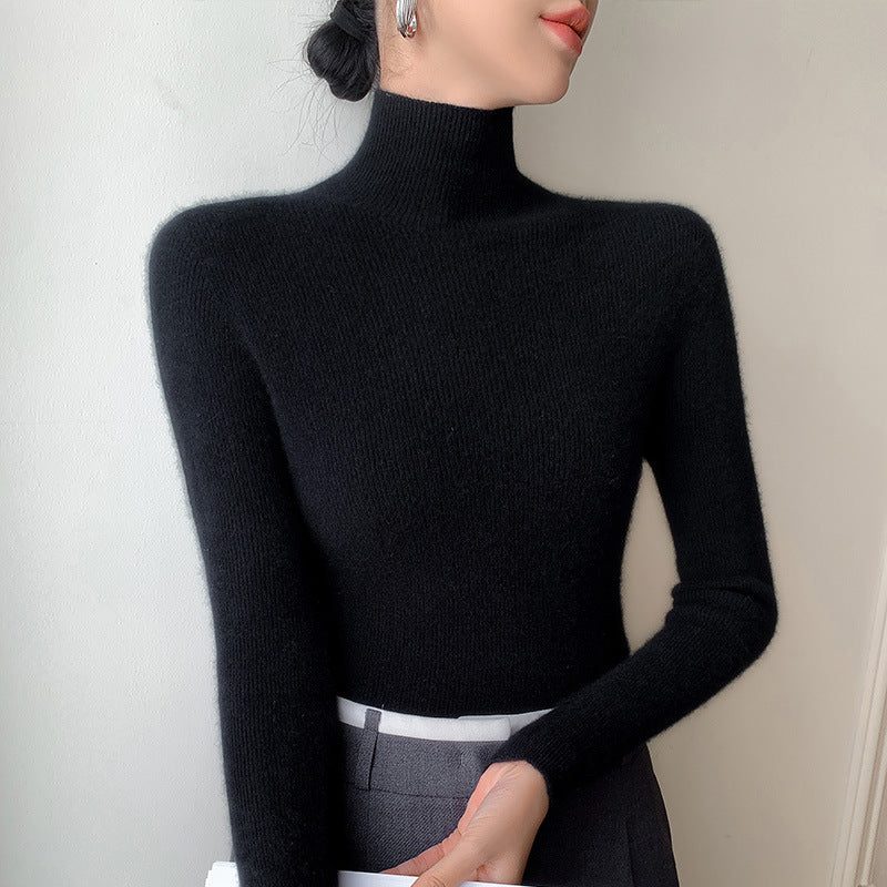 Women's Autumn and Winter Seamless Stand Collar Solid Color Turtleneck Sweater