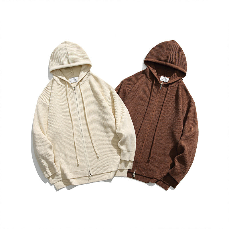 Women's Cozy Hooded Zip Knit Cardigan Sweater Coat