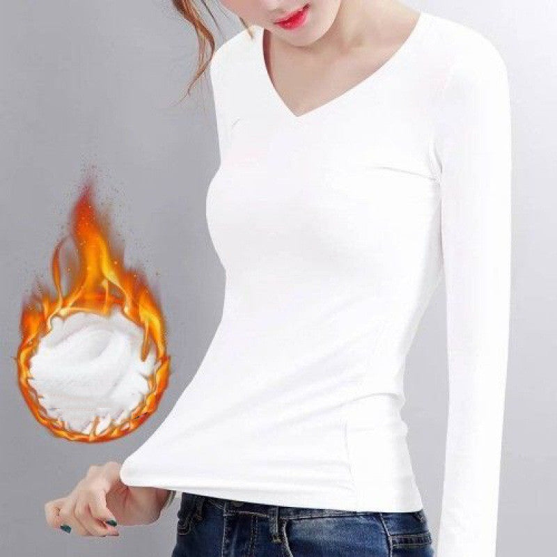 Women's Slim Solid Color Thermal Warm Base Layer Top