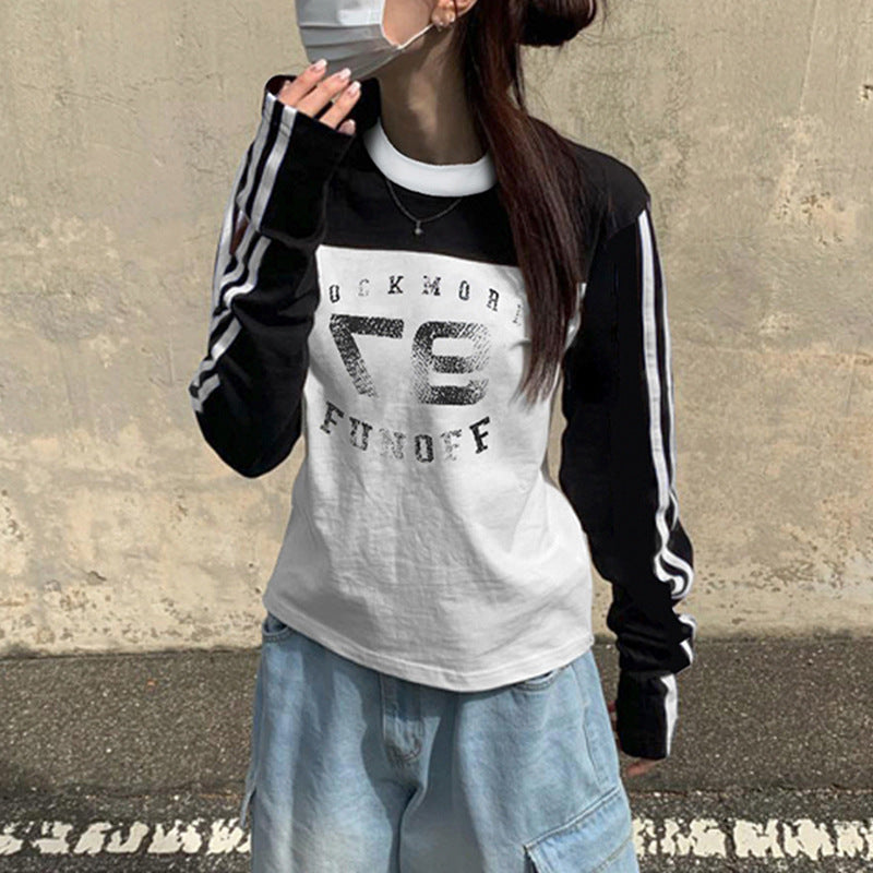 Chic Colorblock Striped Stand Collar Streetwear Sweatshirt