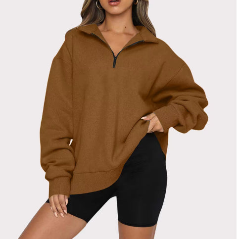 Women's Half-Zip Pullover Casual Long Sleeve Sweatshirt