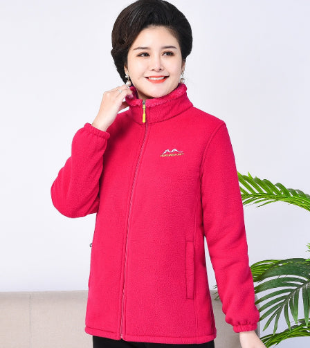 Middle-aged and Elderly Thickened Fleece Hooded Sweatshirt