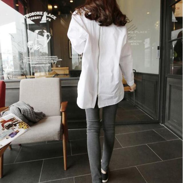 Mid-length White Shirt Women's Long Sleeve
