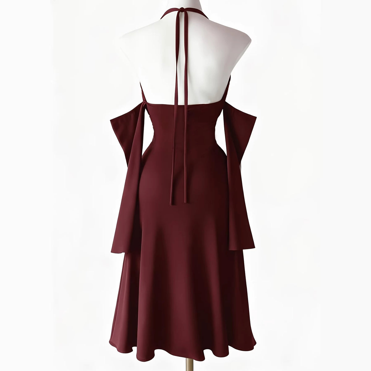 Halter-neck Off-shoulder Slit Hollow-out Womens Dress