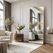 Shatter-Proof 64" X 21"/ 59"x16" Full Body Arched Mirror With Aluminum Alloy Frame, Standing Floor Mirror For Bedroom, Living Room, Cloakroom With Nano Glass