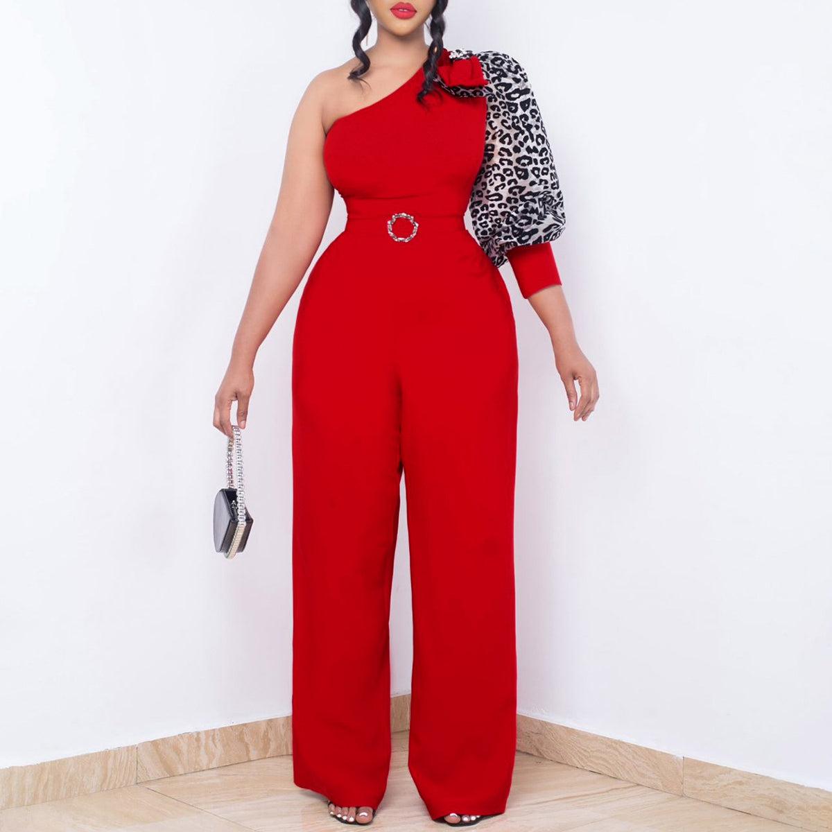 Off-Shoulder Chic Wide-Leg Waist-Cinching Jumpsuit
