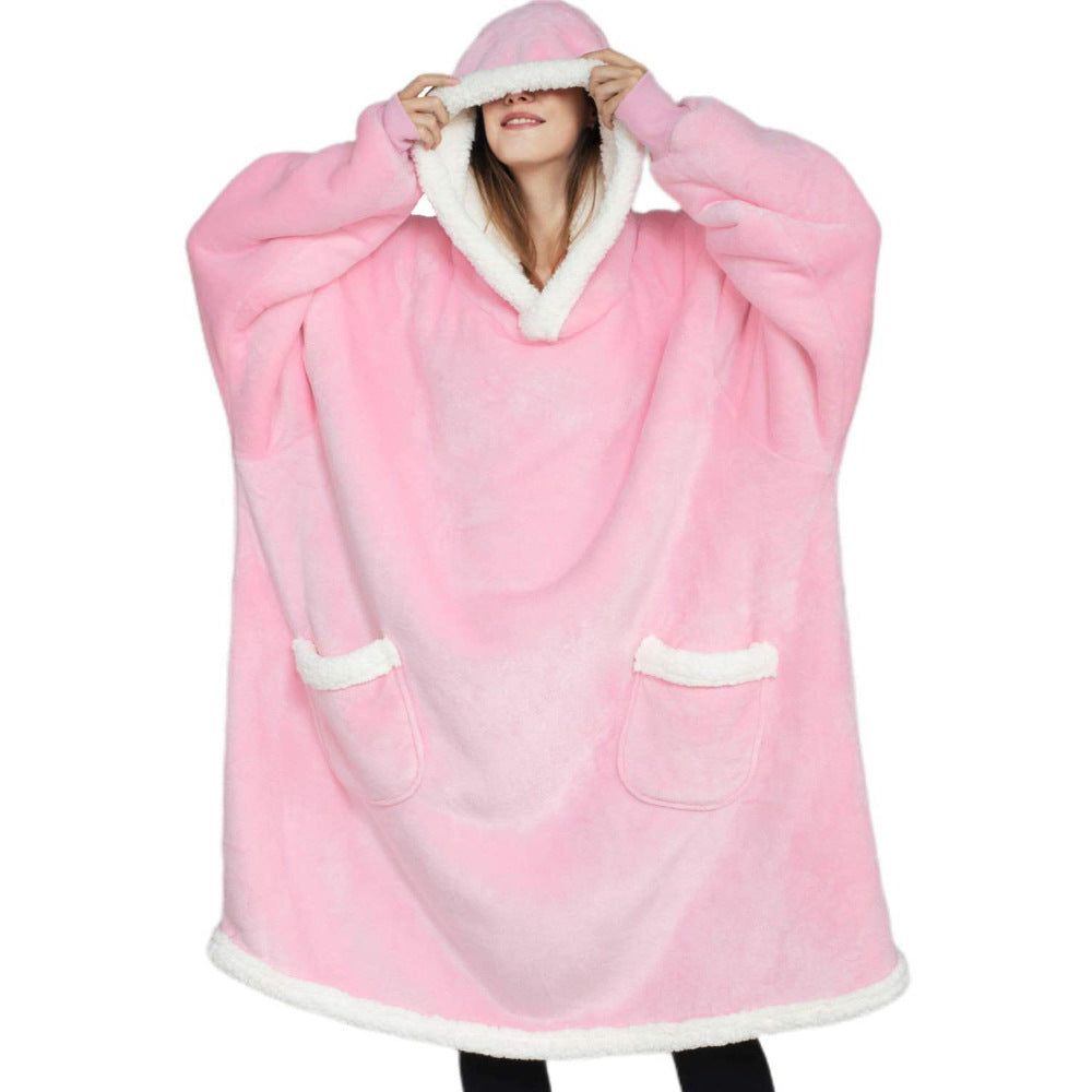 Lazy Pullover Pajamas Women's Thermal Clothes Lambswool TV Blanket Hug Hoodie TV Cold Protective Clothing