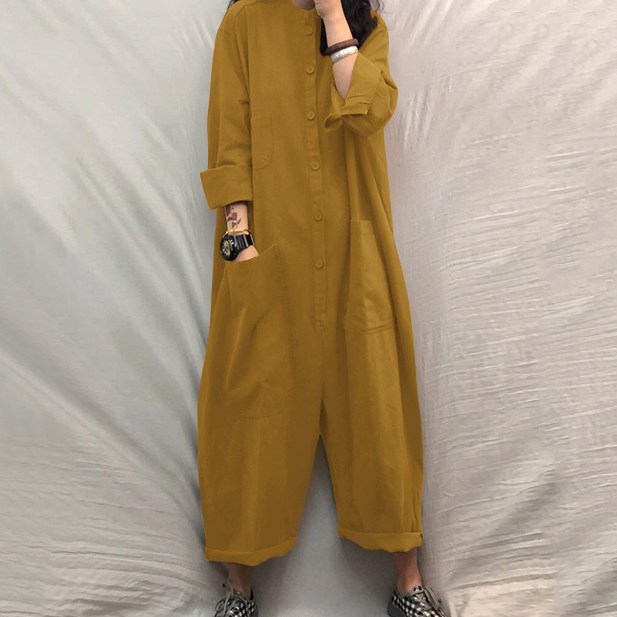 Plus Size Multi-Pocket Utility Jumpsuit for Women
