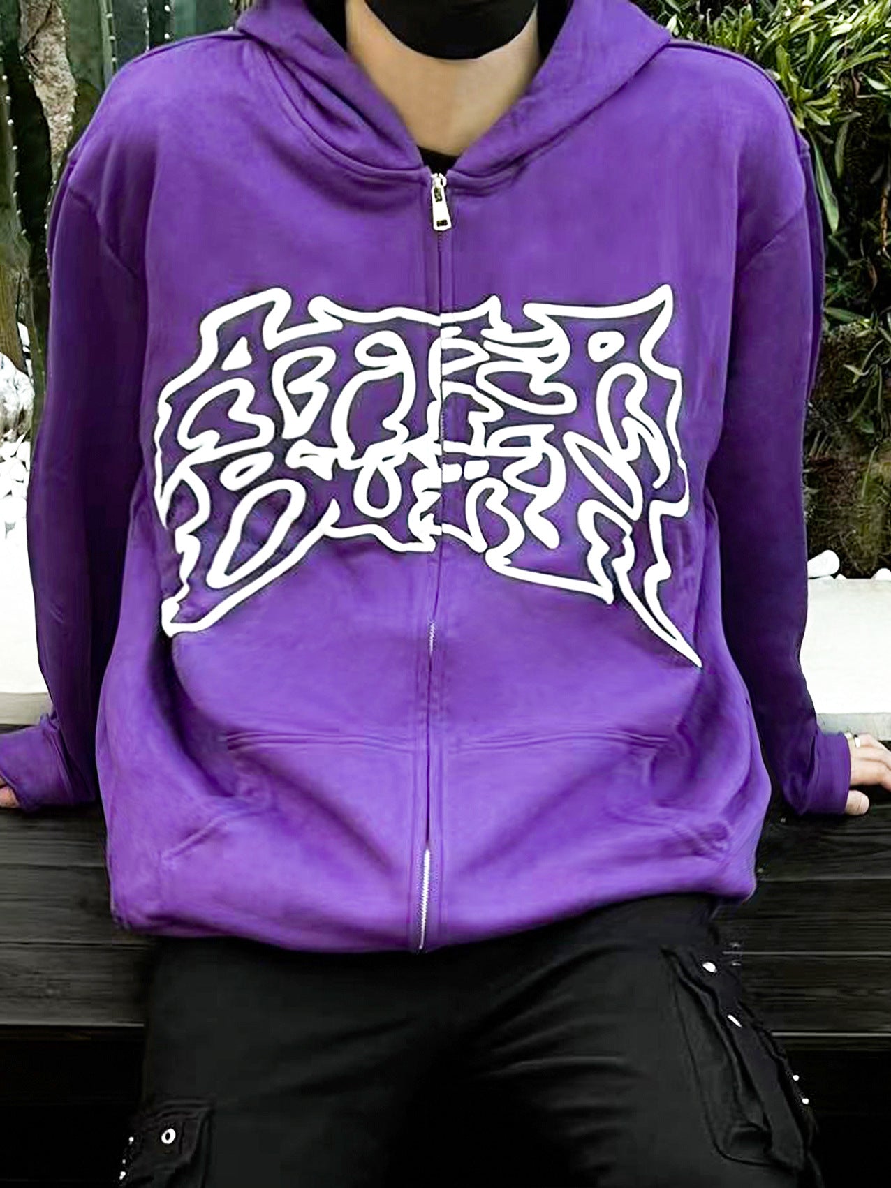 Men's Graffiti Hip-Hop Cardigan Hoodie Sweater