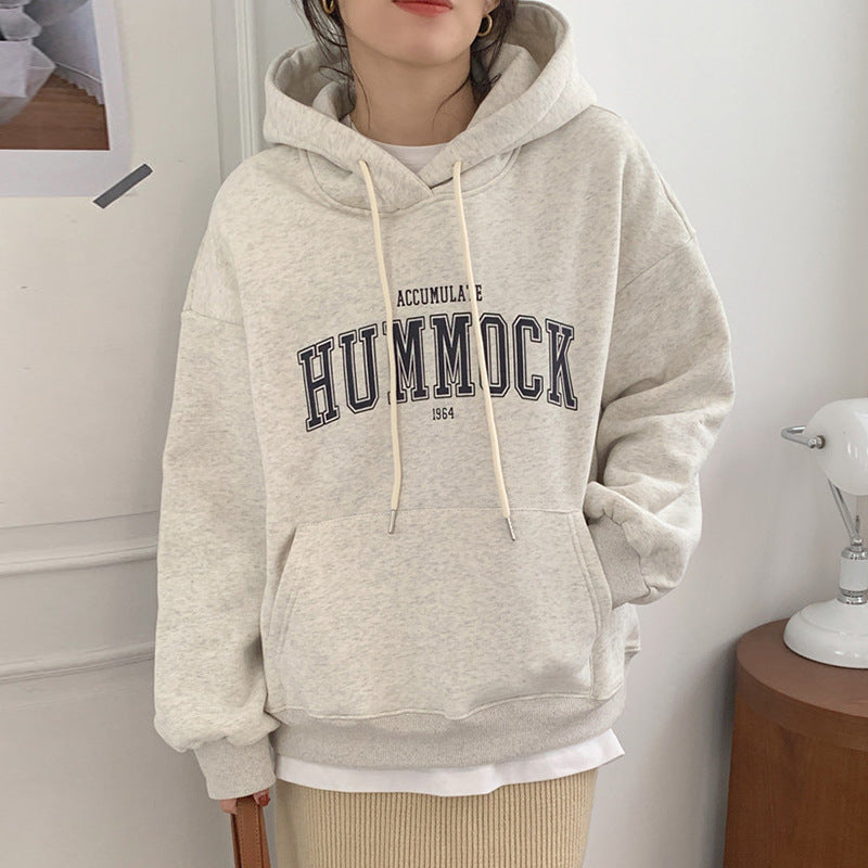 Korean Style Letter Print Loose Student Hoodie & Jacket