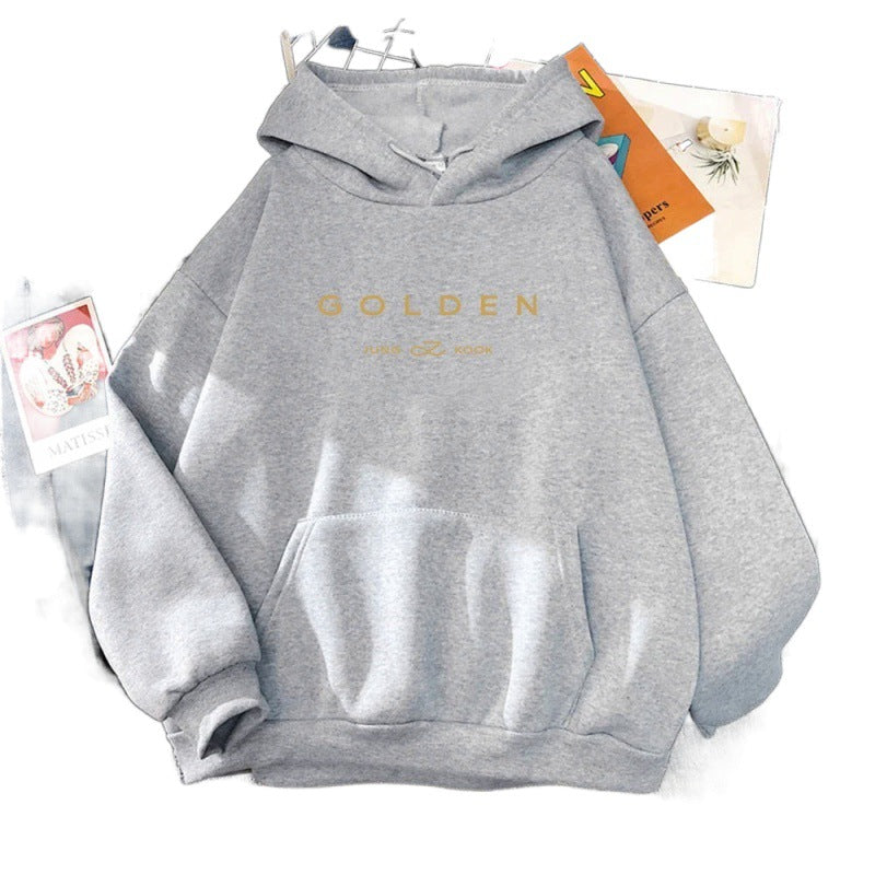 Gold Pattern Printed Leisure Pullover Sweater