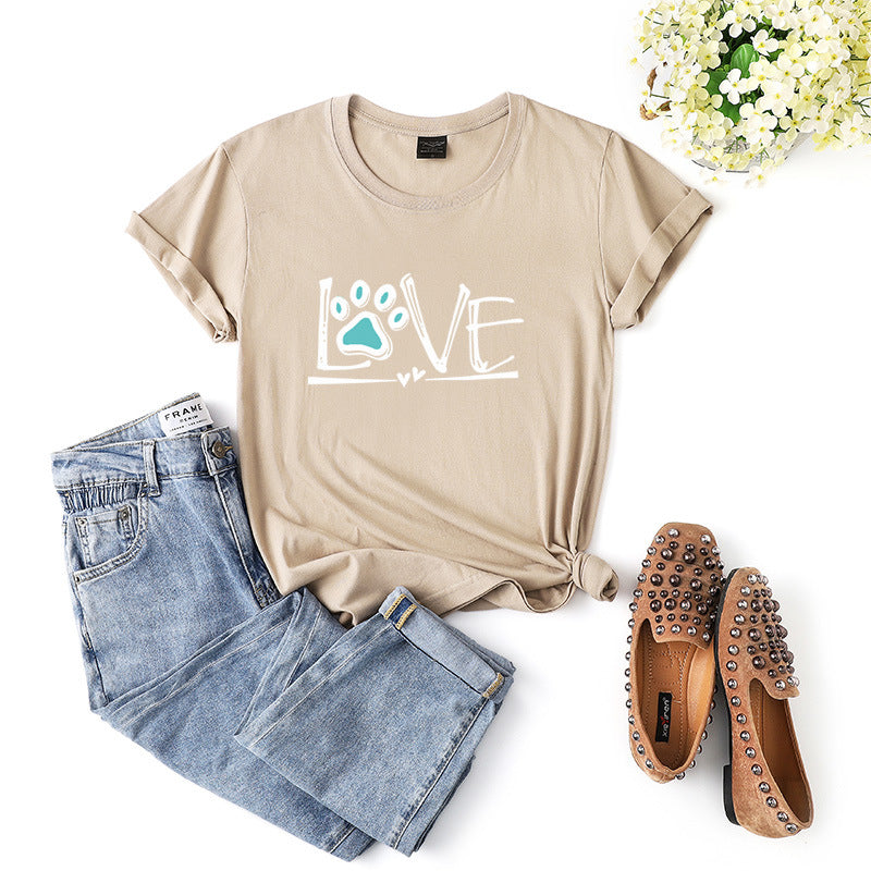 Chic Plus Size Letter Print Loose Cotton T-Shirt