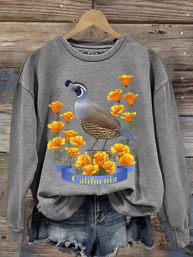 Sparrow Floral Casual Round Neck Women's Sweater