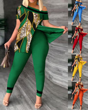 Slit Jumpsuit with Diagonal Collar Detail, Perfect for Casual Occasions