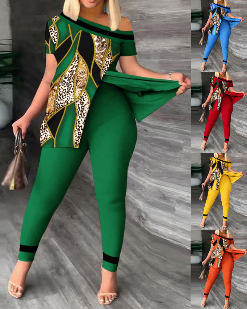 Slit Jumpsuit with Diagonal Collar Detail, Perfect for Casual Occasions