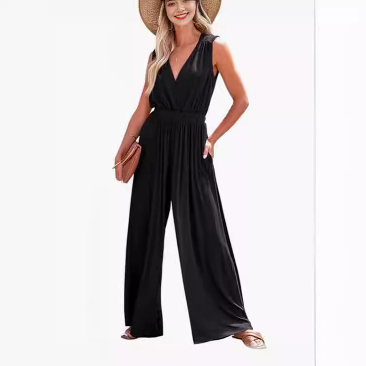 Elegant V-Neck Sleeveless Formal & Casual Women's Jumpsuit