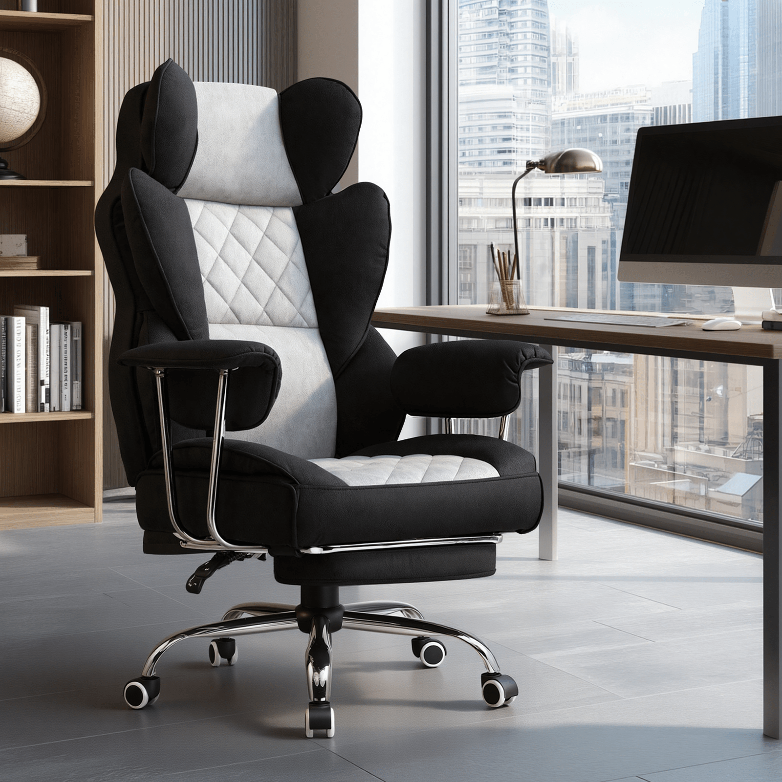 Wide Executive Office Chair with Lumbar Support and Adjustable Height