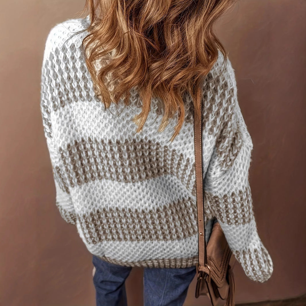 Women's Loose and Versatile Thick Striped Sweater Knitted Sweater
