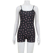 Printed Sling Off-neck Backless Lace-up Outer Wear Shorts