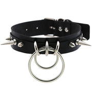 Retro Leather Spiked Collar Necklace
