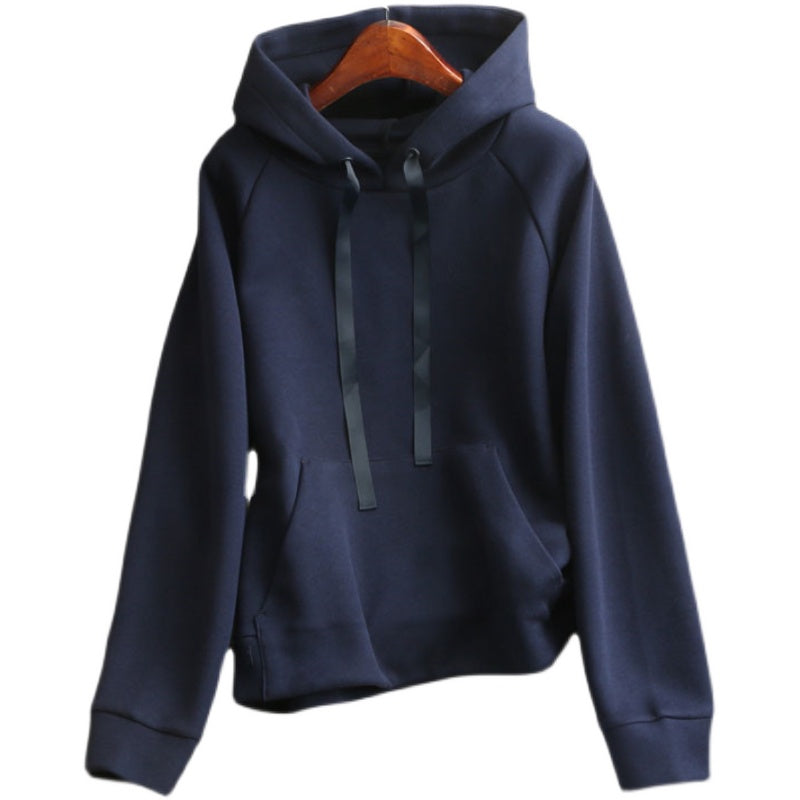Women's Casual Solid Color Drawstring Hooded Loose Sweater