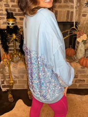 Sparkle Sequin Patchwork Loose Winter Pullover Sweater