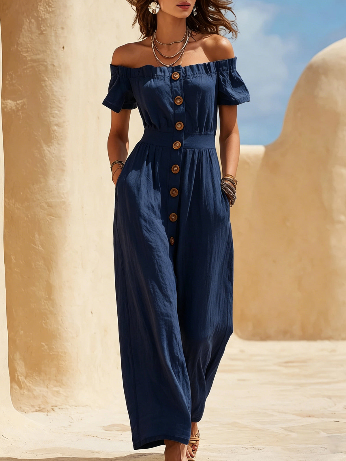 Chic Short-Sleeve Wide-Leg Jumpsuit