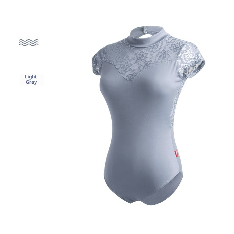 Women's Lace Stand Collar Ballet Leotard for Dance & Practice