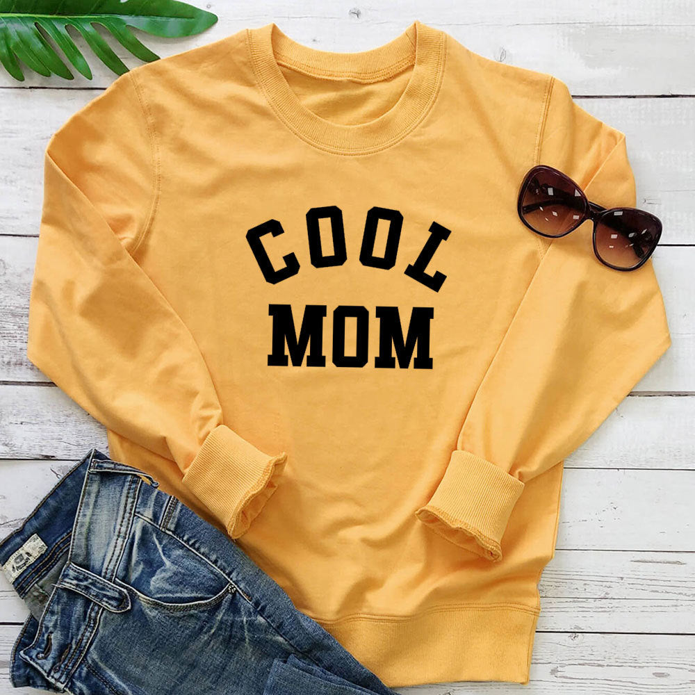 Cool Mom Letter Print Long Sleeve Pullover Sweatshirt